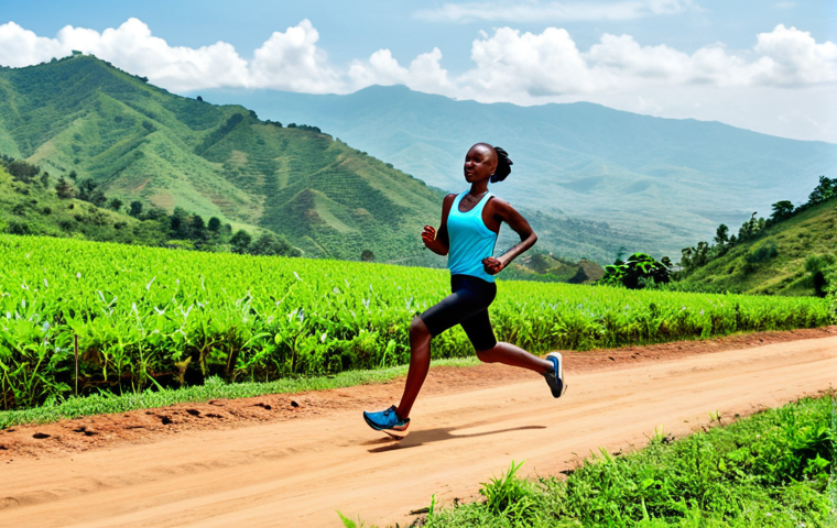 **
"A determined Burundian female runner, fully clothed in professional athletic wear, training on a dirt road in a rural, hilly landscape of Burundi. She wears modest running attire. The background shows lush green hills and a bright, sunny sky. Perfect anatomy, correct proportions, natural pose. Safe for work, appropriate content, family-friendly, high quality, professional photography."
**