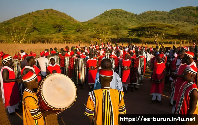 부룬디 관광 안전 주의사항 - **Prompt 1: Royal Drummers of Burundi at Sunset**
A wide-angle shot capturing the majestic Royal...