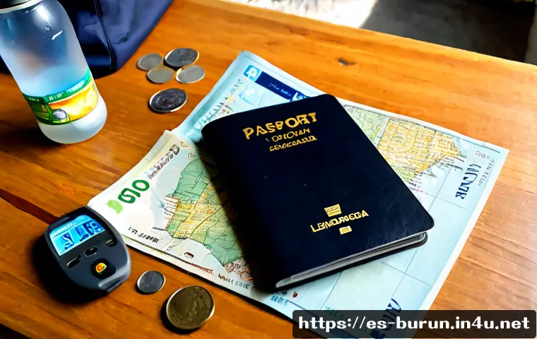부룬디 여행 팁 - Photorealistic travel planning scene for a Burundi trip, a Spanish-speaking adult traveler seated at...